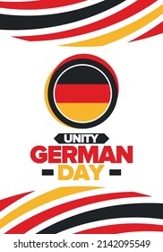 German Unity Day. Happy national holiday of unity, freedom and reunification. Deutsch flag. Celebrated annually on October 3 in Germany. Patriotic poster design. Vector illustration