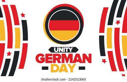 German Unity Day. Happy national holiday of unity, freedom and reunification. Deutsch flag. Celebrated annually on October 3 in Germany. Patriotic poster design. Vector illustration