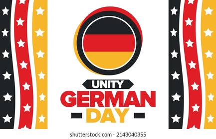 German Unity Day. Happy national holiday of unity, freedom and reunification. Deutsch flag. Celebrated annually on October 3 in Germany. Patriotic poster design. Vector illustration