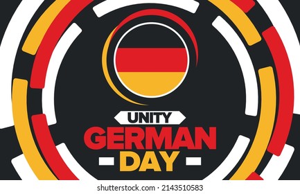 German Unity Day. Happy national holiday of unity, freedom and reunification. Deutsch flag. Celebrated annually on October 3 in Germany. Patriotic poster design. Vector illustration