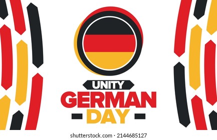 German Unity Day. Happy national holiday of unity, freedom and reunification. Deutsch flag. Celebrated annually on October 3 in Germany. Patriotic poster design. Vector illustration