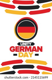 German Unity Day. Happy national holiday of unity, freedom and reunification. Deutsch flag. Celebrated annually on October 3 in Germany. Patriotic poster design. Vector illustration