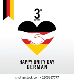 German Unity Day with a heart-shaped flag, perfect for office, banner, landing page, background, brochure, social media wallpaper and more
