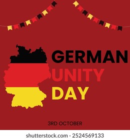 Poster-Design zum Tag der Deutschen Einheit, Wellenfahne, Hintergrund der deutschen Bündel, Vektorgrafik der deutschen Einheit, 3. Oktober