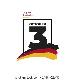 German Unity day - Tag der Deutschen Einheit, national Germany holiday greeting card, banner, poster template. Patriotic nation colors flag and text 3rd october. Vector illustration