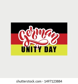 German Unity Day (Tag der Deutschen Einheit) hand writing phrase with Germany national flag illustration for greeting card, poster, banner. Modern brush ink calligraphy. Vector lettering EPS 10