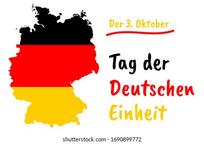 Deutsche Einheit Tag (Tag der Deutschen Einheit) Vektorillustration Grußkarte mit Ländersilhouette und Gratulationstext. Deutschland kartiert für Ihr Design eine länderspezifische Silhouette Vektorillustration.