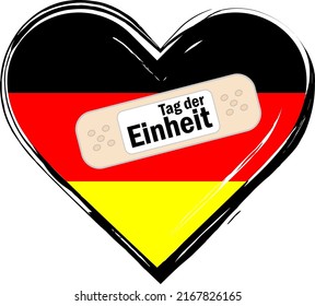 German unity day (Tag der Einheit) vector illustration, Heart sealed with court plaster