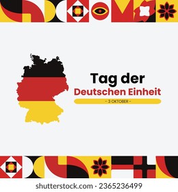 German unity day or Tag der Deutschen Einheit with abstract geometric shapes banner template, German independence day greeting cards, German national day vector illustration, 3rd October