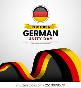 German Unity Day (Tag Der Deutschen Einheit) Celebration background on 3rd October with waving ribbon flag