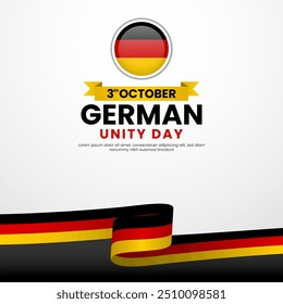 German Unity Day (Tag Der Deutschen Einheit) Celebration background on 3rd October with waving ribbon flag