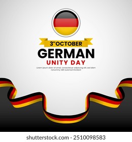 German Unity Day (Tag Der Deutschen Einheit) Celebration background on 3rd October with waving ribbon flag