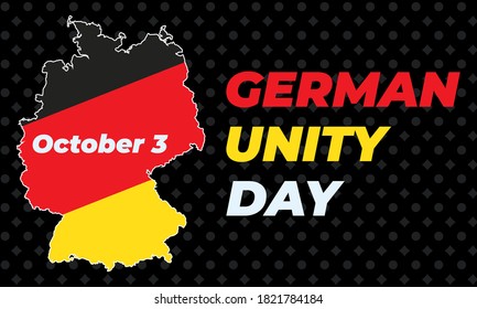 German Unity Day ( Translation: Tag der Deutschen Einheit) is annually held on October 3 to mark the anniversary of the nation's unification. Patriotic design. Poster, card, banner design. Vector.