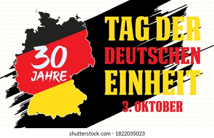 Día de la Unidad Alemana ( Traducción: Tag der Deutschen Einheit) se realiza anualmente el 3 de octubre para conmemorar el aniversario de la unificación nacional. Diseño patriótico. Afiche, tarjeta, diseño de pancartas. Vector.