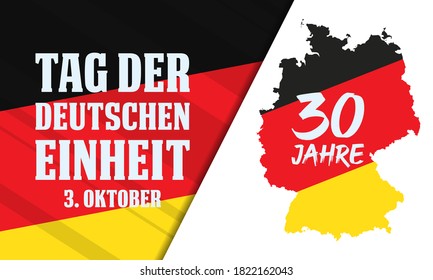 German Unity Day ( Translation: Tag der Deutschen Einheit) is annually held on October 3 to mark the anniversary of the nation's unification. Patriotic design. Poster, card, banner design. Vector.