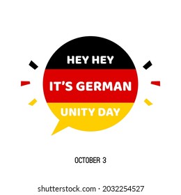 German Unity Day vector illustration, greeting card with speech bubble for german national holiday. October 3.