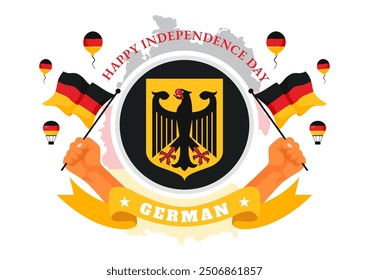 German Unity Day Vector Illustration on October 3rd featuring the Germany Flag and National Landmarks in a Flat Style Background for Holiday