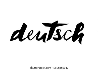 German - vector inscription in German (deutsch). Hand lettering in modern style. Isolated graphic design. EPS10