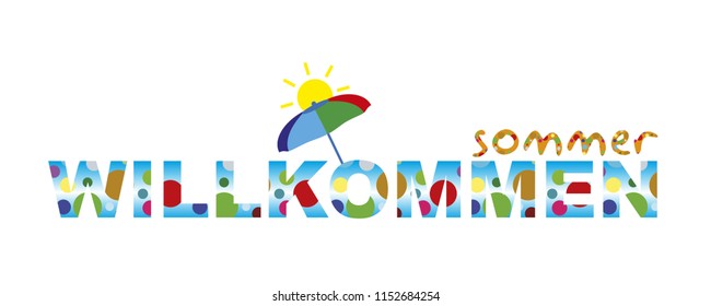 German, vector welcome summer logo.