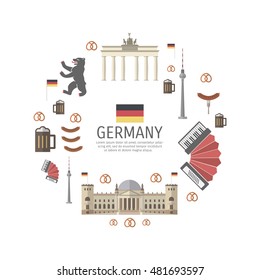 German web banner. Advertising template. Symbol of Berlin, architecture. Vector illustration