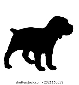 German Wirehaired Pointer Dog puppies silhouette. Baby dog silhouette. Puppy