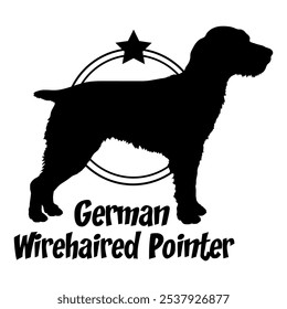 German Wirehaired Pointer dog silhouette,  dog, dog breeds, logo, vector, silhouette, logo design, animal, illustration, icon, sign, design, black,  symbol, pet