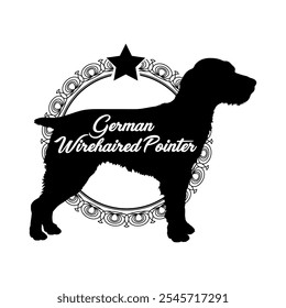 German Wirehaired Pointer dog silhouette, dog, dog breeds,  vector, silhouette, logo design, animal, illustration, icon, sign, black, pet