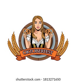 german woman with pretzels character vector illustration design
