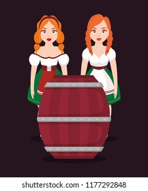 German women with beer barrel