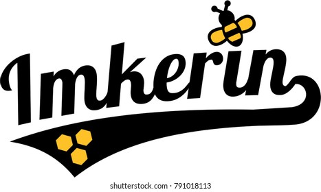 German word for beekeeper with retro style and bee