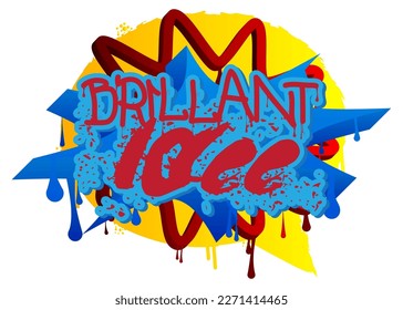 German words for Brillant Idee means Brilliant Idea. Graffiti tag. Abstract modern street art decoration performed in urban painting style.