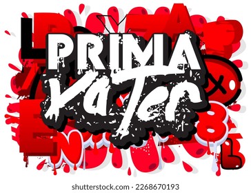 German words for Prima Vater means Awesome Father. Graffiti tag. Abstract modern street art decoration performed in urban painting style.