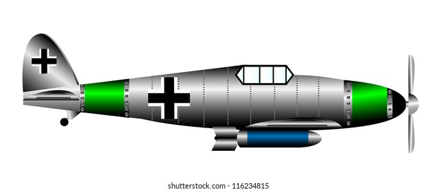 German WW2 fighter isolated on white background - vector.