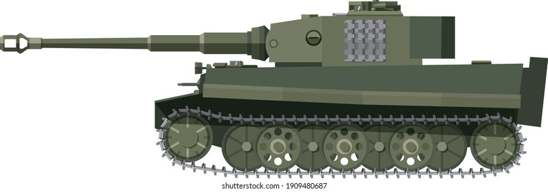 german ww2 heavy tank profile illustration vector