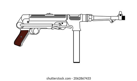 A german WW2 machinegun in et over a white background