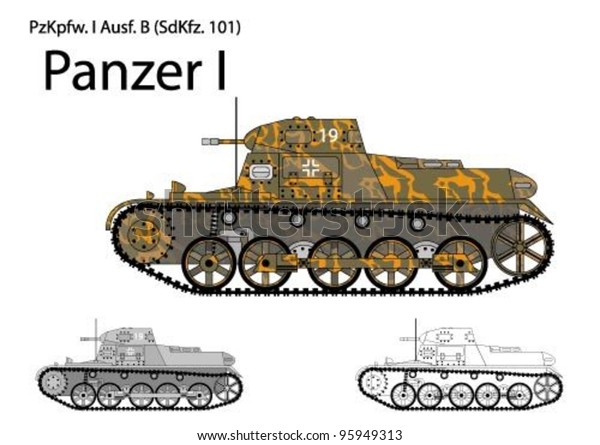 German Ww2 Panzer B Light Tank Stock Vector (Royalty Free) 95949313