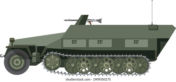 german ww2 SdKfz 251 tank profile illustration vector