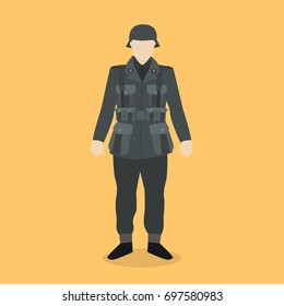 german ww2 solider infantry standing with uniform isolated