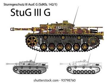 German WW2 StuG III G tank destroyer with long 75 mm L48 gun