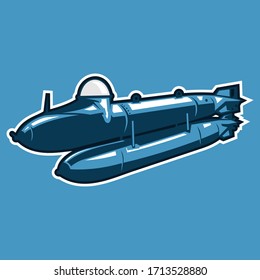 German wwii Human torpedoes vector illustration
