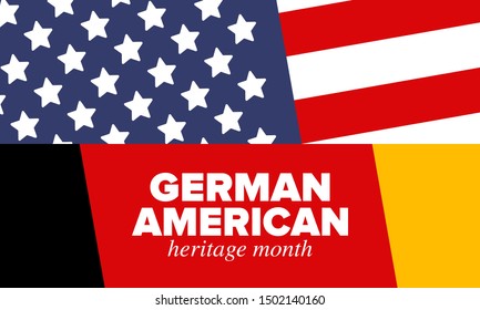 German-American Heritage Month. Happy holiday celebrate annual in October. Germany and United States flag. Culture month. Patriotic design. Poster, card, banner, template. Vector illustration