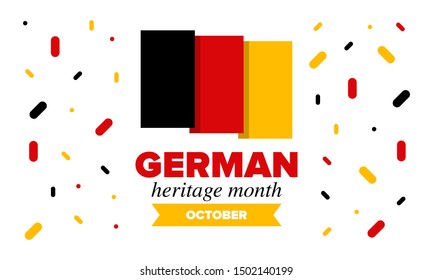 German-American Heritage Month. Happy holiday celebrate annual in October. Germany and United States flag. Culture month. Patriotic design. Poster, card, banner, template. Vector illustration