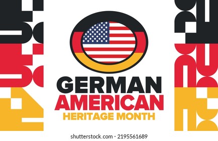 German-American Heritage Month. Happy holiday celebrate annual in October. Germany and United States flag. Culture month. Patriotic design. Poster, card, banner, template. Vector illustration