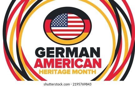 German-American Heritage Month. Happy holiday celebrate annual in October. Germany and United States flag. Culture month. Patriotic design. Poster, card, banner, template. Vector illustration