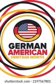 German-American Heritage Month. Happy holiday celebrate annual in October. Germany and United States flag. Culture month. Patriotic design. Poster, card, banner, template. Vector illustration