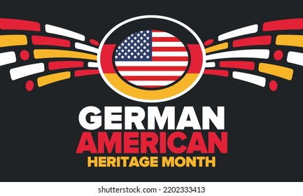 German-American Heritage Month. Happy holiday celebrate annual in October. Germany and United States flag. Culture month. Patriotic design. Poster, card, banner, template. Vector illustration