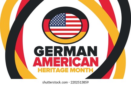 German-American Heritage Month. Happy holiday celebrate annual in October. Germany and United States flag. Culture month. Patriotic design. Poster, card, banner, template. Vector illustration