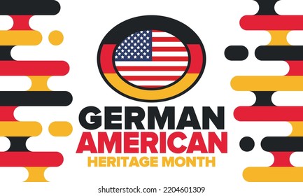 German-American Heritage Month. Happy holiday celebrate annual in October. Germany and United States flag. Culture month. Patriotic design. Poster, card, banner, template. Vector illustration