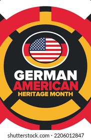 German-American Heritage Month. Happy holiday celebrate annual in October. Germany and United States flag. Culture month. Patriotic design. Poster, card, banner, template. Vector illustration