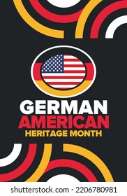 German-American Heritage Month. Happy holiday celebrate annual in October. Germany and United States flag. Culture month. Patriotic design. Poster, card, banner, template. Vector illustration